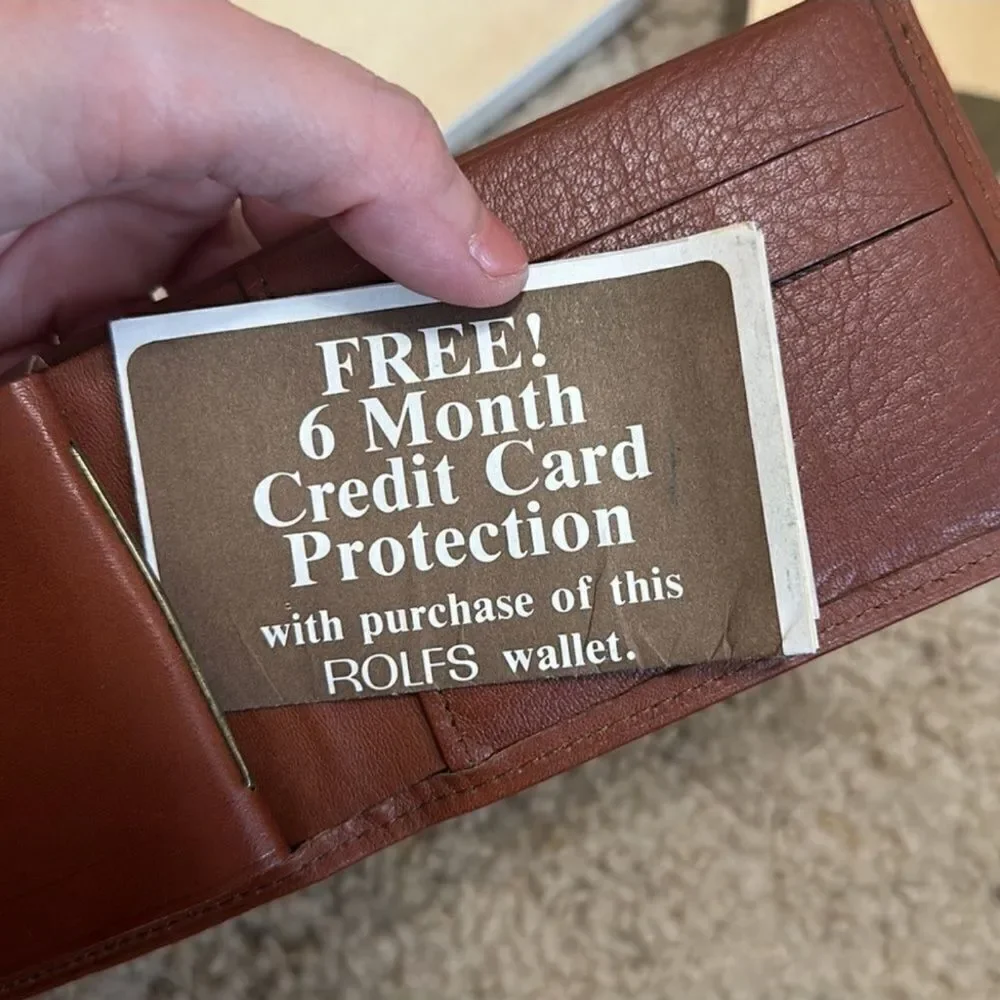 ROLFS Cowhide Leather Wallet From Montgomery Ward Dept Store 70's Vintage New